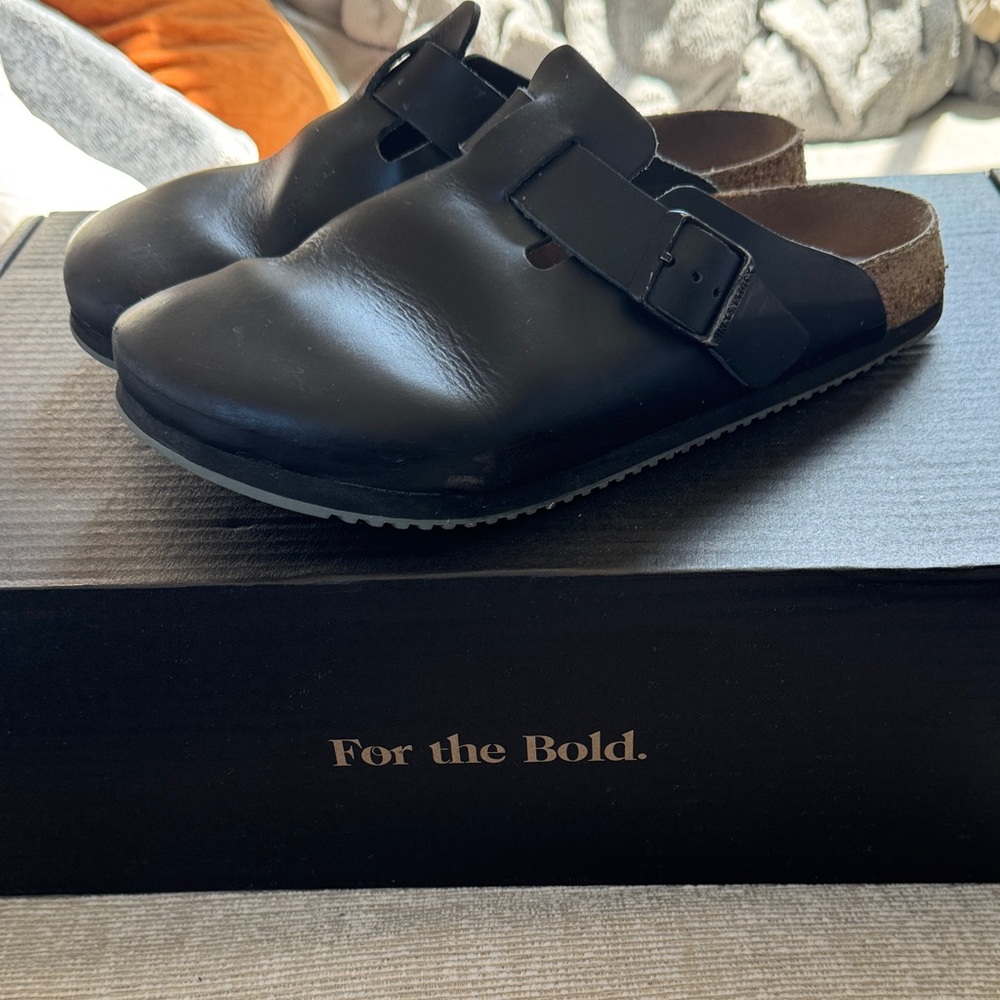 Black Birkenstock Leather Clogs